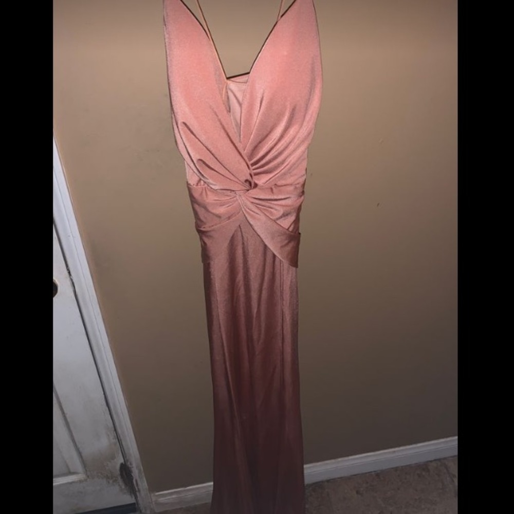 Salmon pink floor length dress